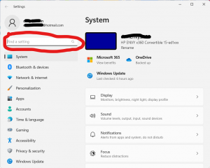 The System Settings dialog box where most of your computer's settings are viewed and edited.