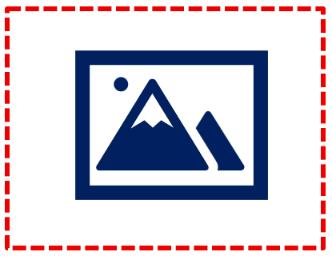An image showing a larger rectangle bounded by a red, dashed line that indicates the boundaries of the physical piece of paper (paper size), with a blue image of mountains inside a smaller rectangle indicating the extents (image size) of where the image will print on the page.